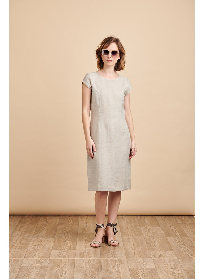 Camile Long Linen Dress in Natural