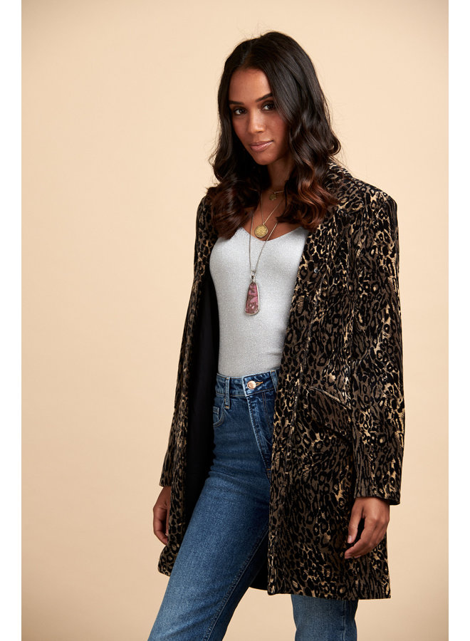 Jaba Velvet Coat in Leopard