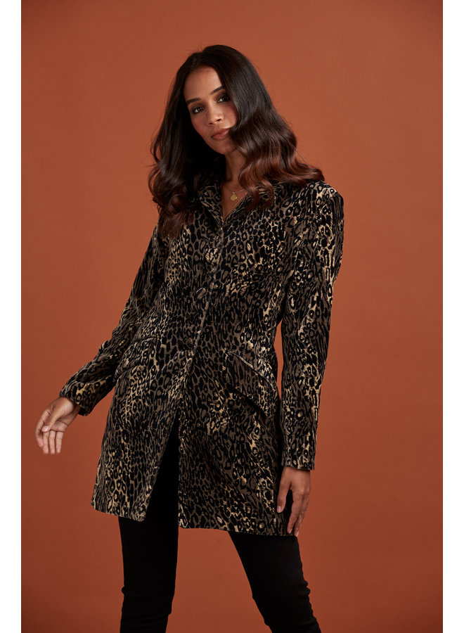 Jaba Velvet Coat in Leopard