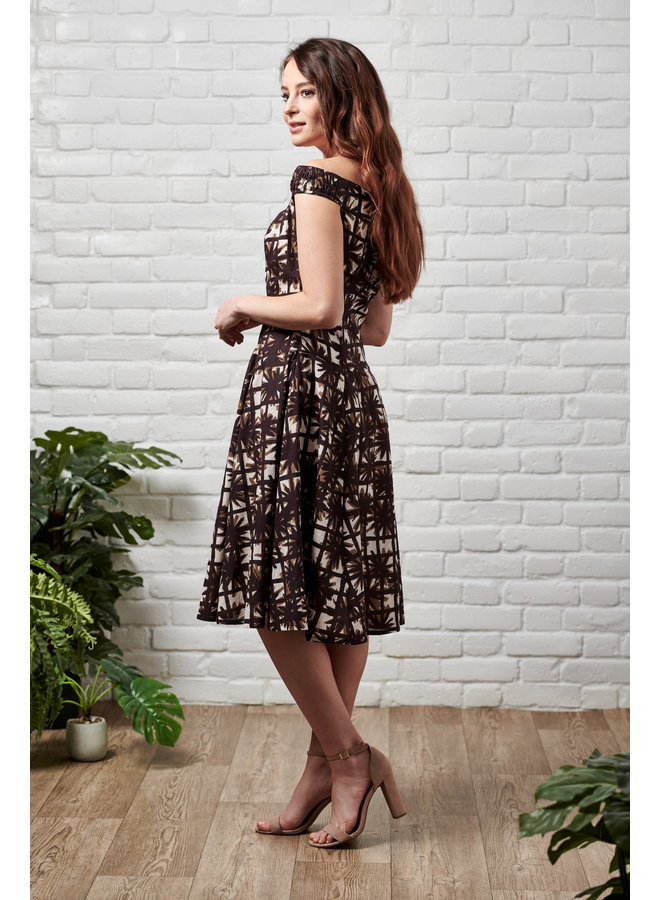 Jaba Lydia Dress in Brown Squares