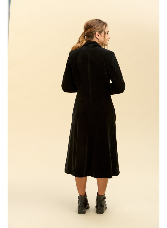 Jaba Midi Velvet Coat in Black