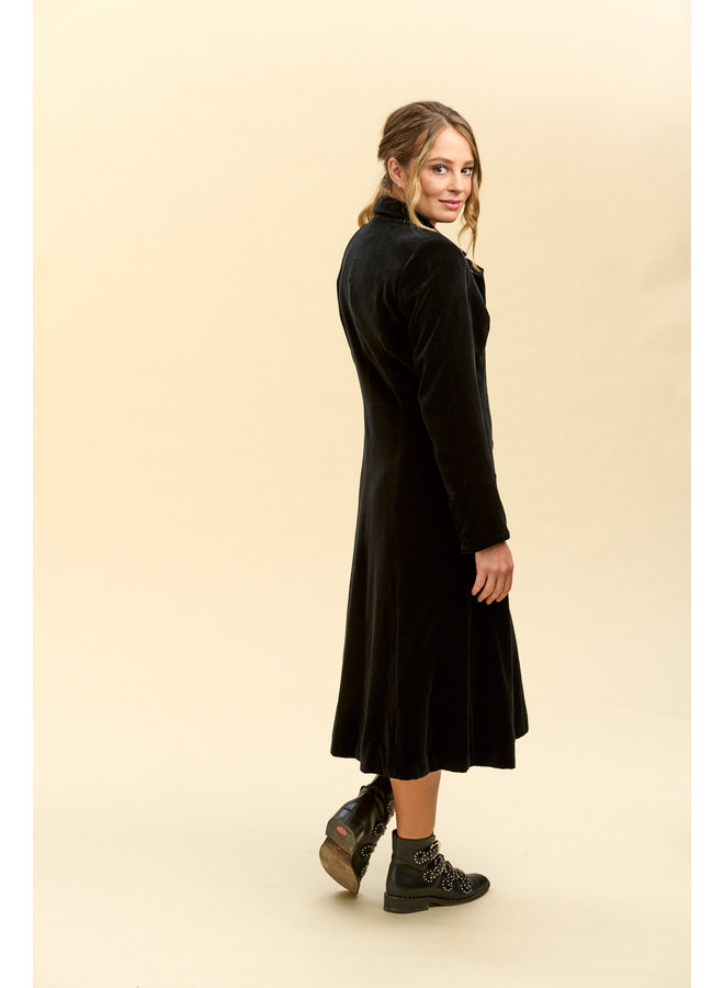 Jaba Midi Velvet Coat in Black