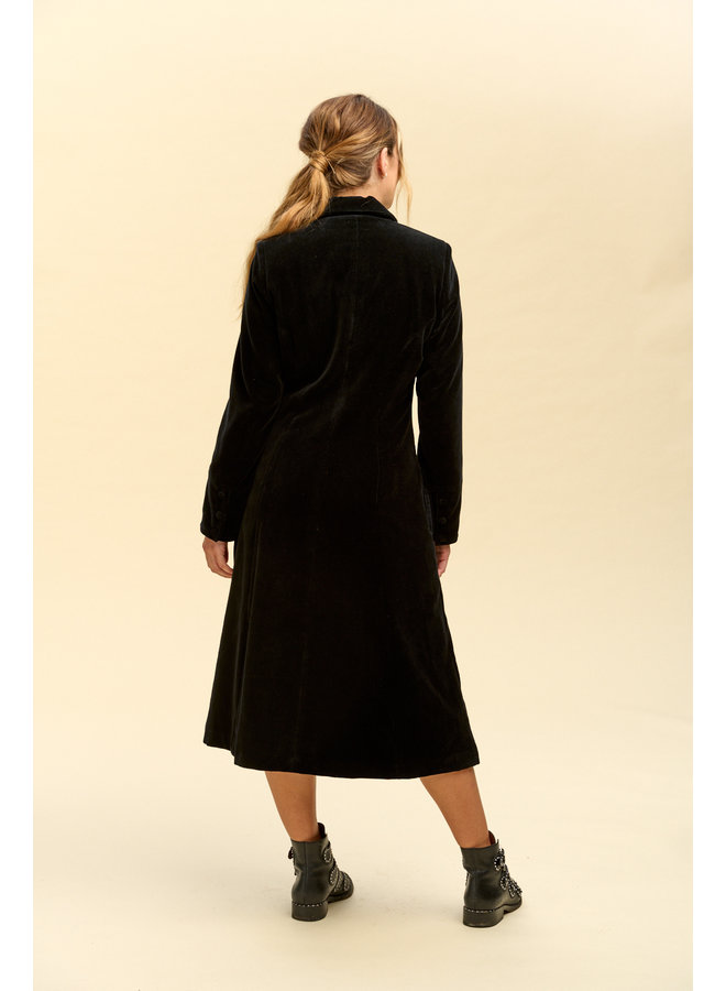 Jaba Midi Velvet Coat in Black