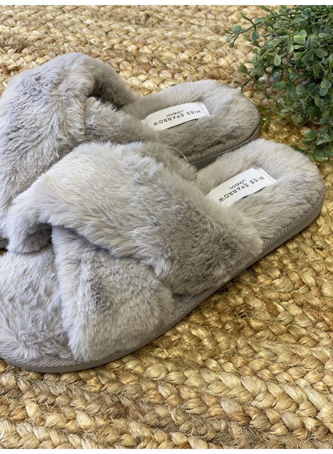 cross over slippers grey