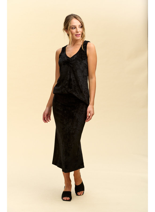 Jaba Ella Slip Skirt in Black Velvet