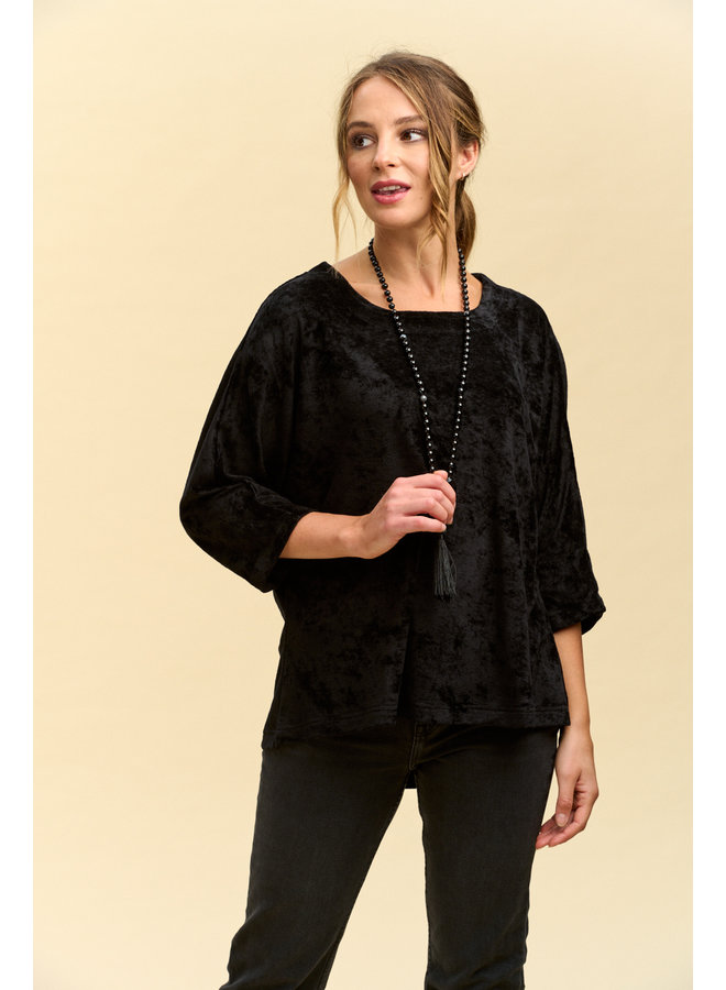 Jaba Oversized Edie Top in Black Velvet