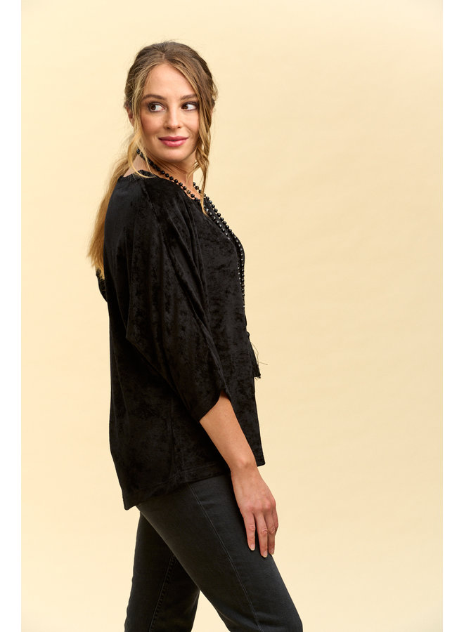 Jaba Oversized Edie Top in Black Velvet