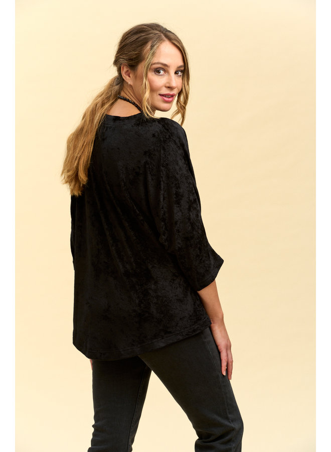 Jaba Oversized Edie Top in Black Velvet