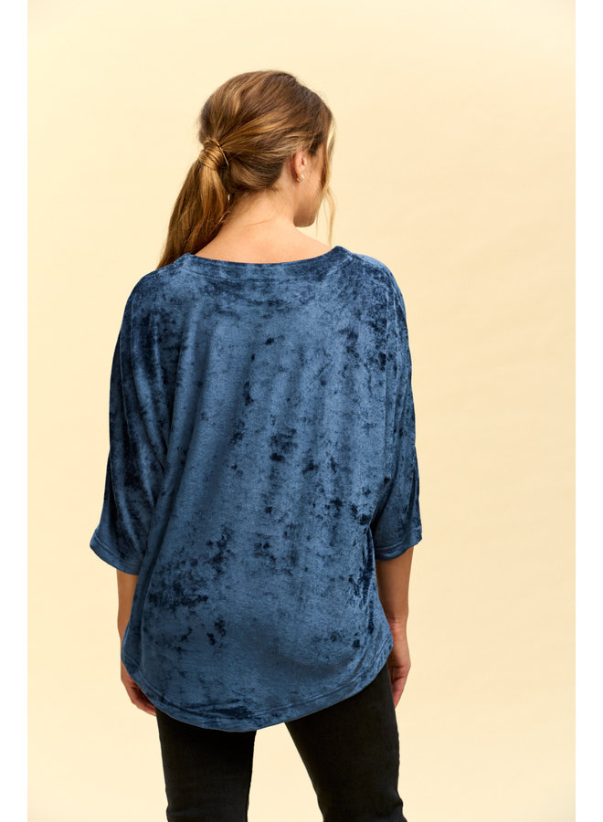 Jaba Oversized Edie Top in Blue Velvet