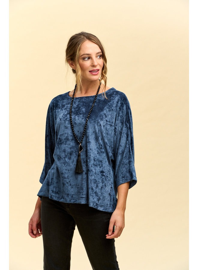 Jaba Oversized Edie Top in Blue Velvet