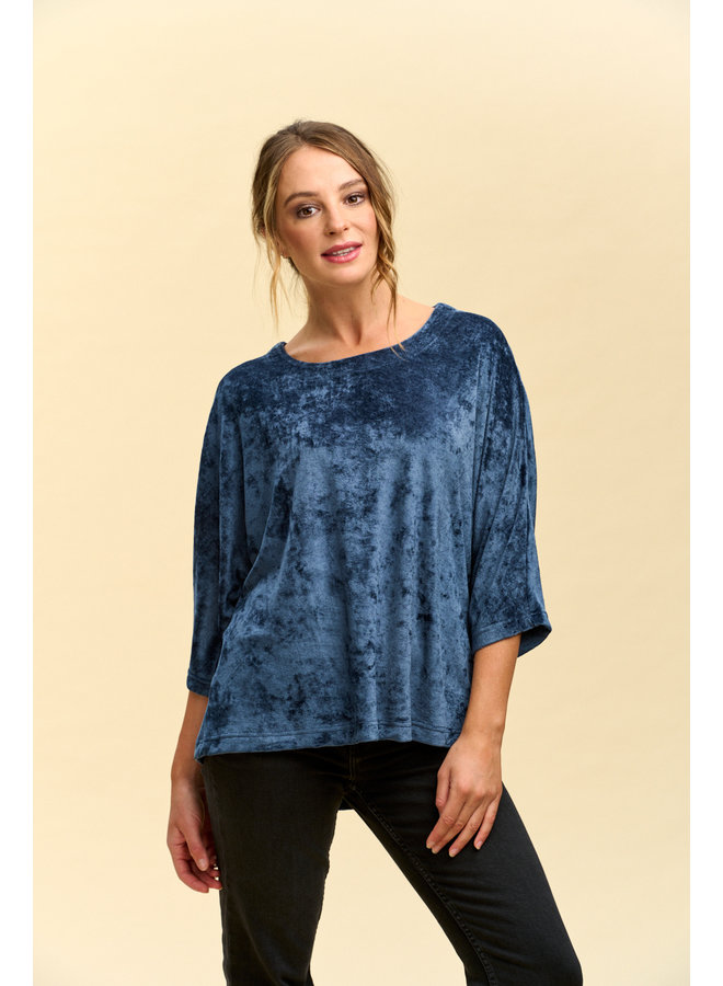 Jaba Oversized Edie Top in Blue Velvet