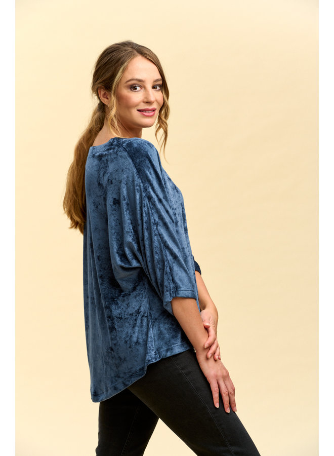 Jaba Oversized Edie Top in Blue Velvet