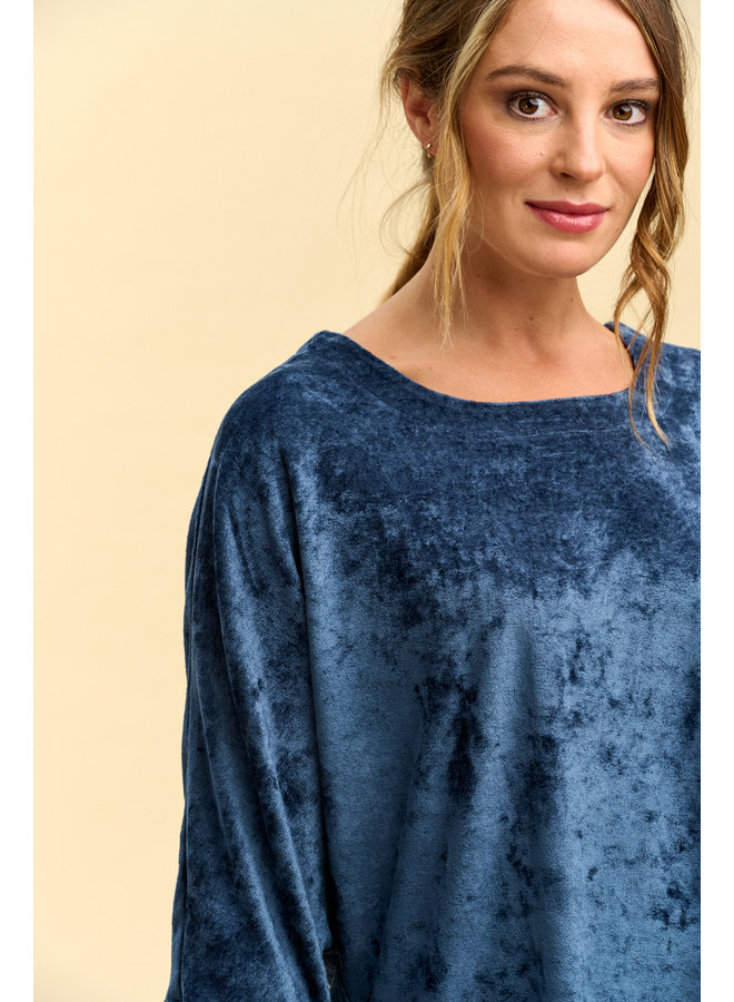 Jaba Oversized Edie Top in Blue Velvet