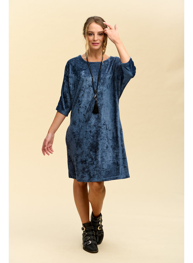 Jaba Oversized Netta Dress in Blue Velvet