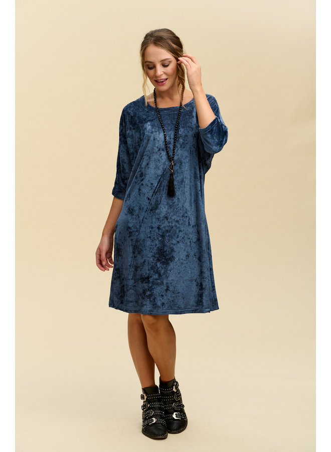 Jaba Oversized Netta Dress in Blue Velvet