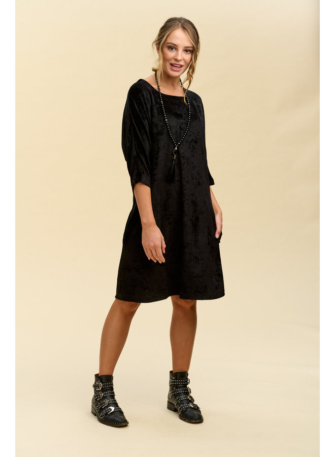 Jaba Oversized Netta Dress in Black Velvet