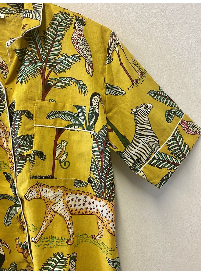 Cotton Short Pajama Set in Gold Jungle