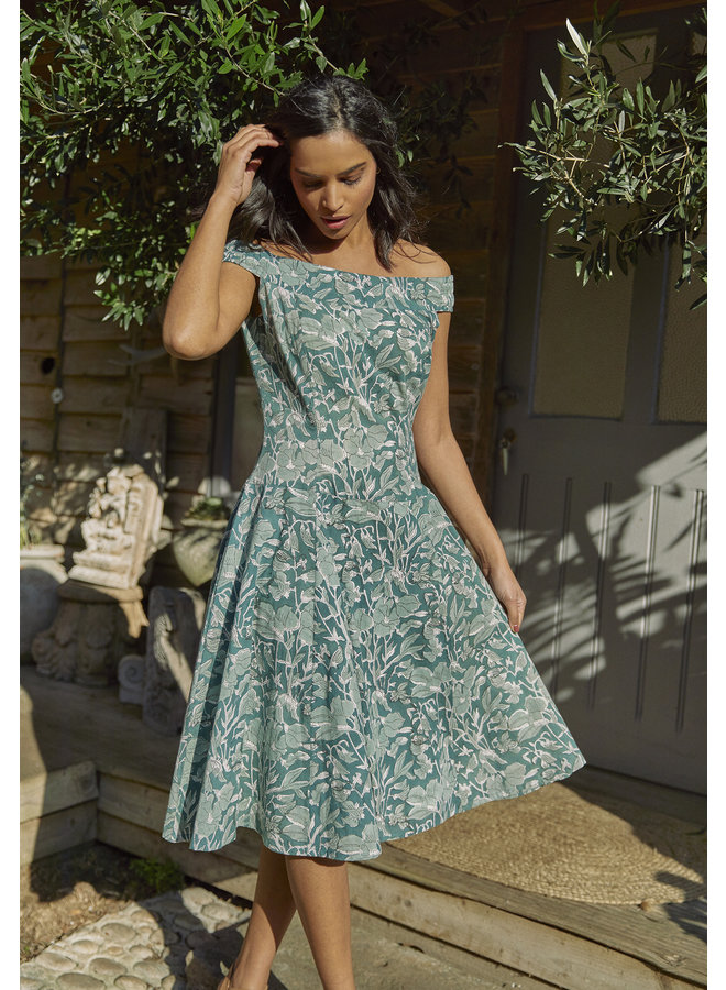 Jaba Lydia Dress in Teal Leaf