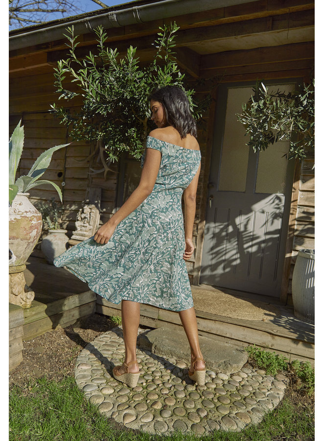 Jaba Lydia Dress in Teal Leaf