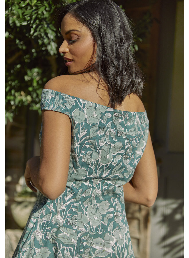 Jaba Lydia Dress in Teal Leaf