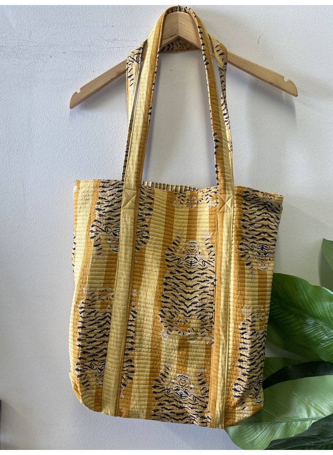 Handmade Quilted Cotton Tiger Shopper