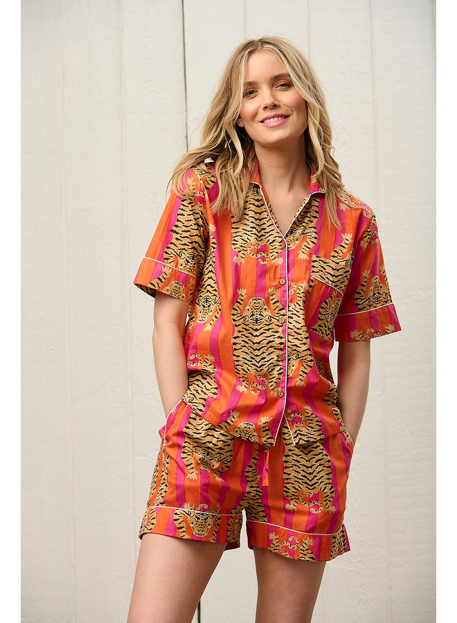 Cotton Short Pyjama Set in Tiger Print