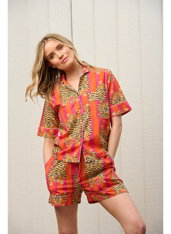 Cotton Short Pyjama Set in Tiger Print