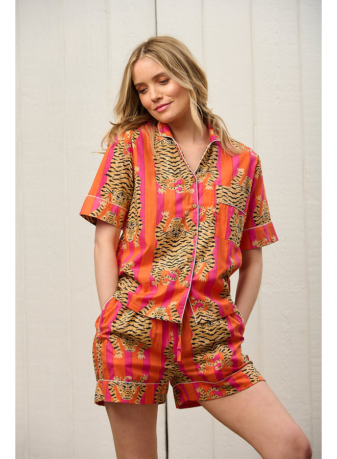 Cotton Short Pyjama Set in Tiger Print