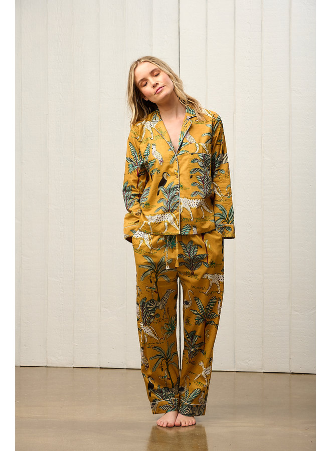 Long Pjs in Jungle Gold Print