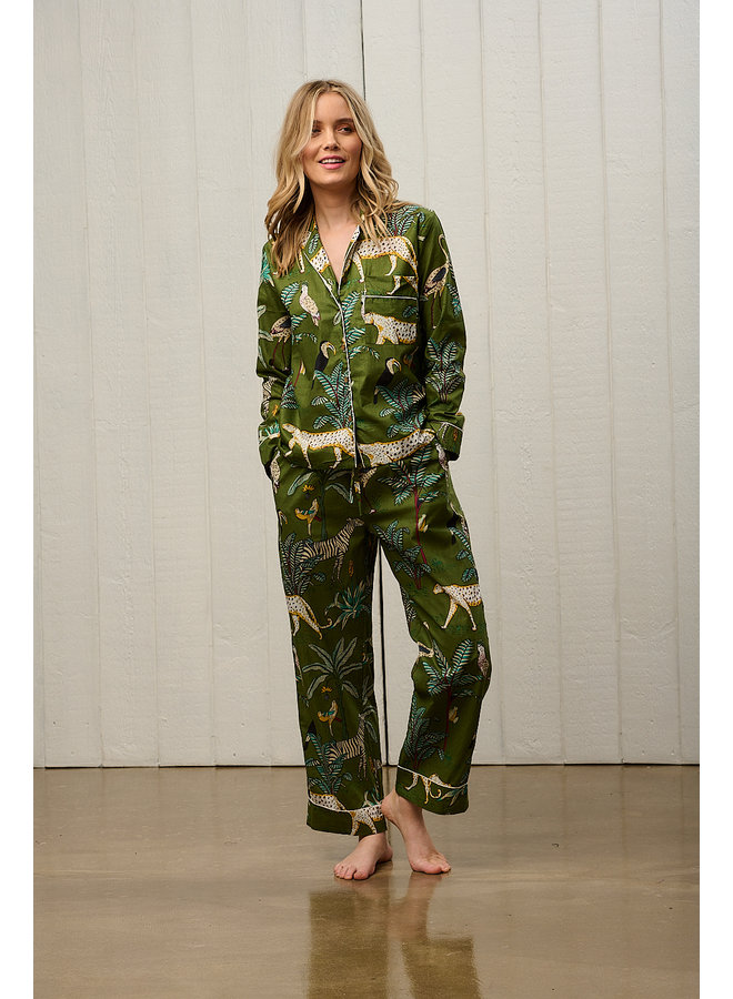 Long Pyjamas in Jungle Green Print