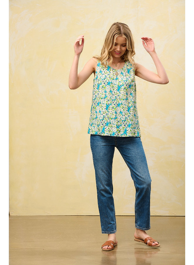 Jaba Katie Top in Retro Bloom Blue