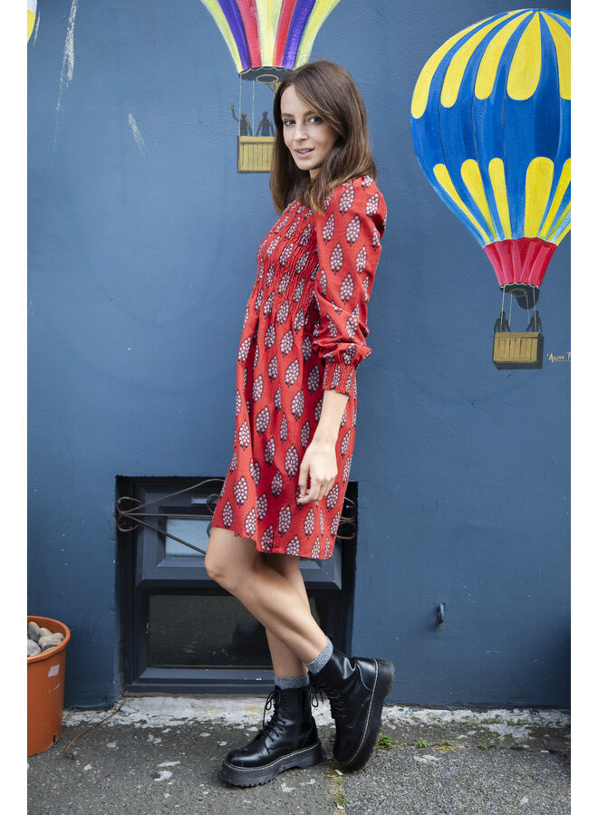 Jaba Charlotte Dress in Red Tree