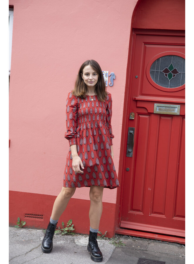 Jaba Charlotte Dress in Red Tree