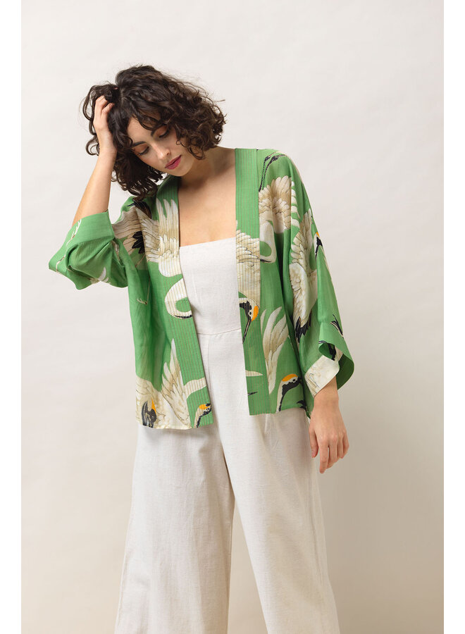 One Hundred Stars Kimono - Stork Pea Green