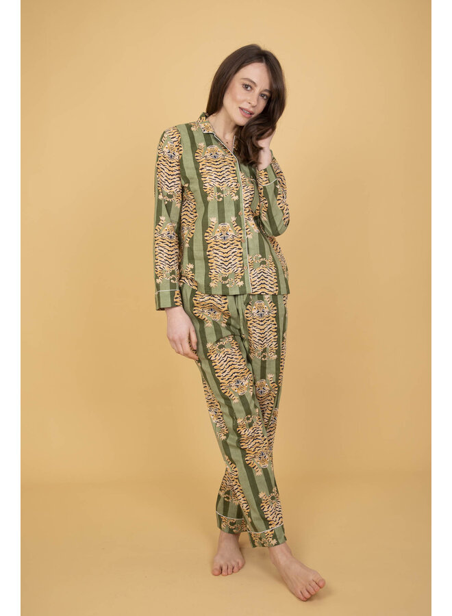 Long Pj's in Olive Tiger Print