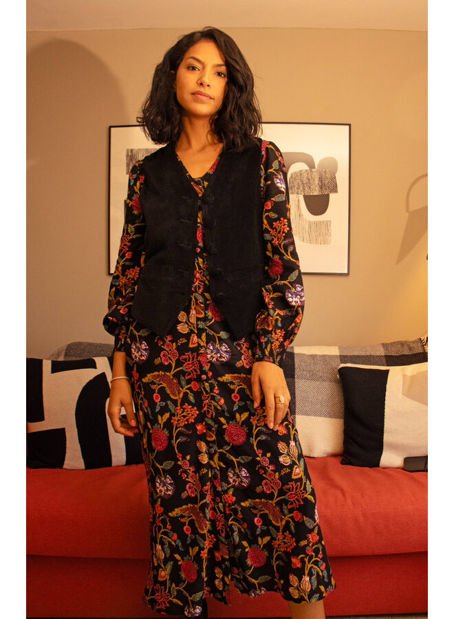 Jaba Velvet Waistcoat in Black