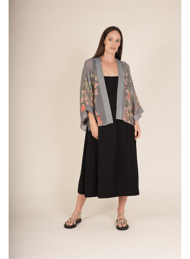 One Hundred Stars Kimono in Trailing Blossom Grey