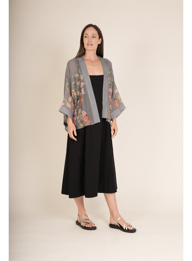 One Hundred Stars Kimono in Trailing Blossom Grey
