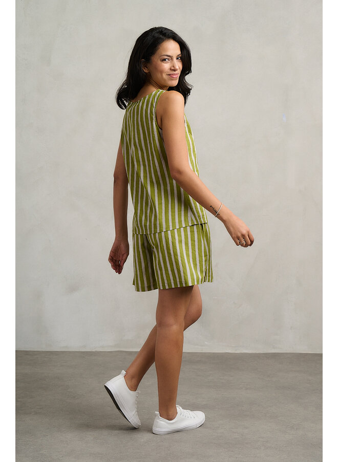 Jaba Summer Shorts in Green Stripes