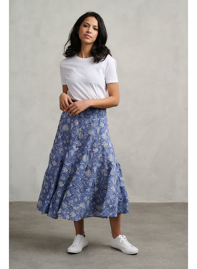Jaba Tiered Skirt in Jaipur Denim