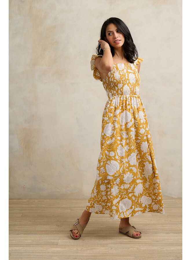 Jaba Phoebe Dress in Jaipur Mustard