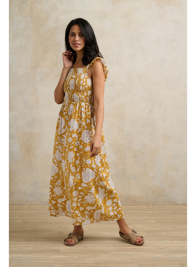 Jaba Phoebe Dress in Jaipur Mustard