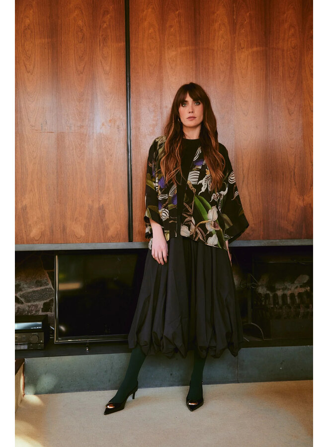 One Hundred Stars Kimono - Orchid Black Crepe