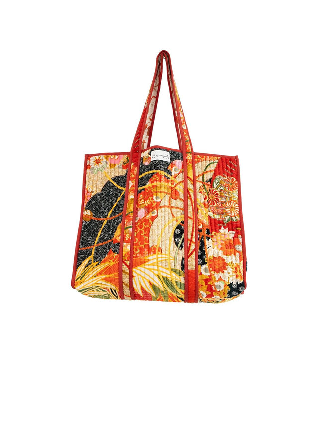 One Hundred Stars Large Velvet Bag - Fans Scarlet