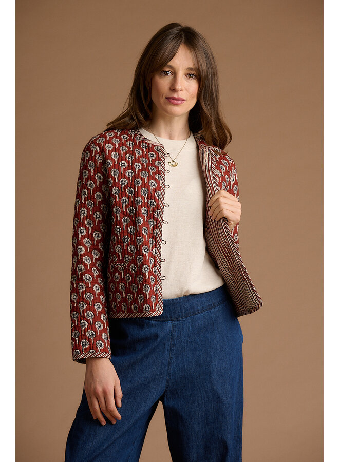 Jaba Quilted Jacket - Rust Daisy