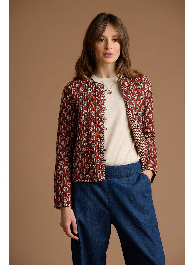 Jaba Quilted Jacket - Rust Daisy