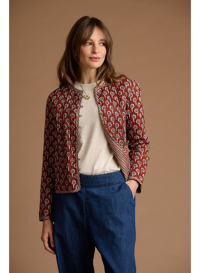 Jaba Quilted Jacket - Rust Daisy