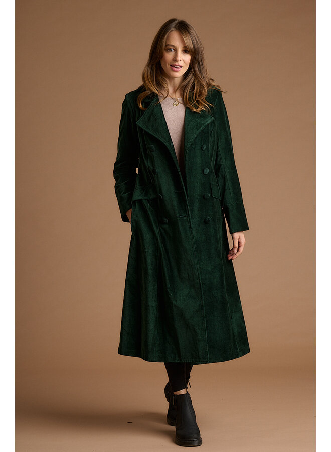 Jaba Elisabeth Velvet Coat in Emerald