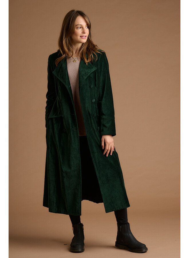 Jaba Elisabeth Velvet Coat in Emerald