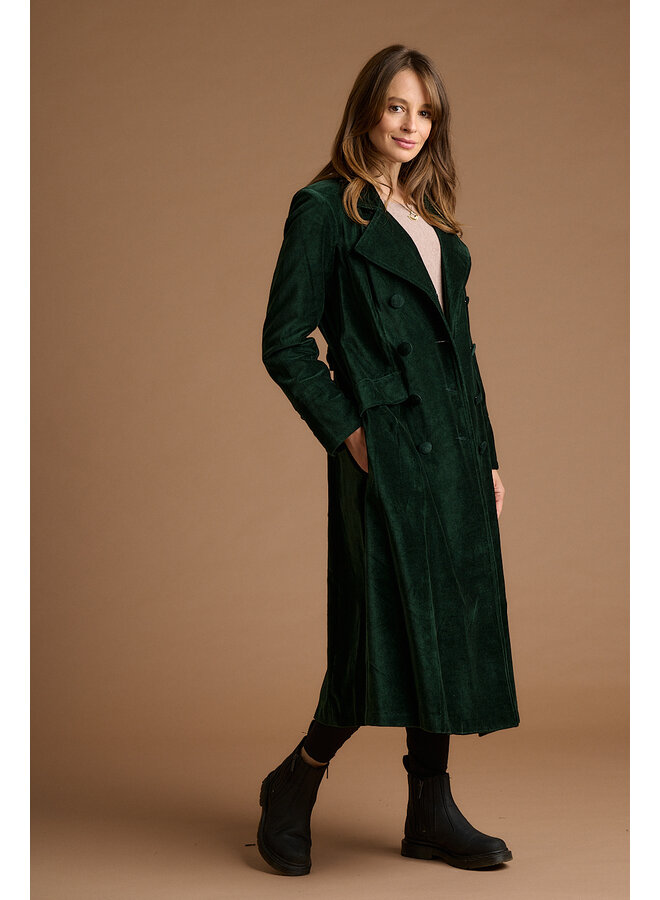 Jaba Elisabeth Velvet Coat in Emerald